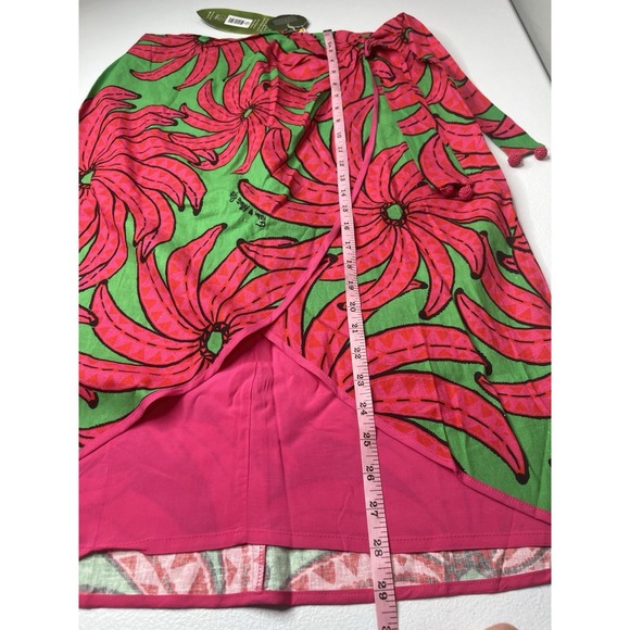 Farm Rio Banana Pitta Midi Skirt Pink Green Size Large NWT Faux Wrap - Picture 4 of 10